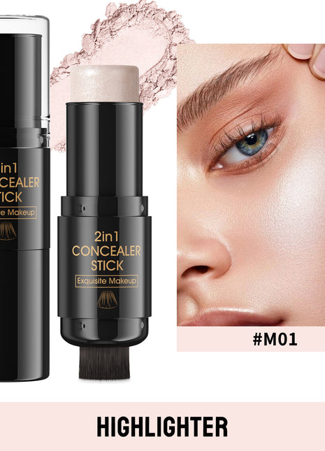 HelloKiss Double-Head Contour & Highlight Stick with Brush | Sculpt & Glow Makeup Stick