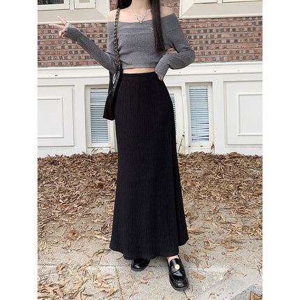 Vintage Crumpled A- Line Autumn Idle Style Skirt