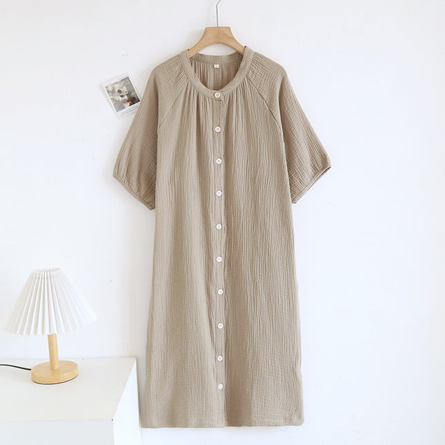 Japanese Loose Crepe Pure Cotton Nightdress