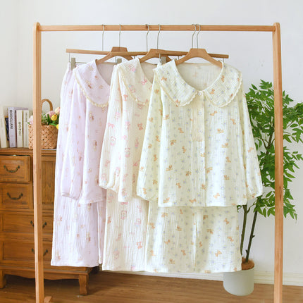 Casual Double-layer Cotton Yarn Pyjamas