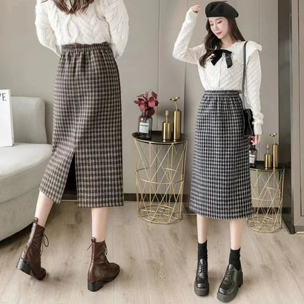 Plaid Spring and Autumn Skirt