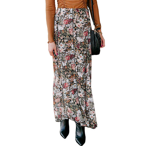 花柄シースロングスカート