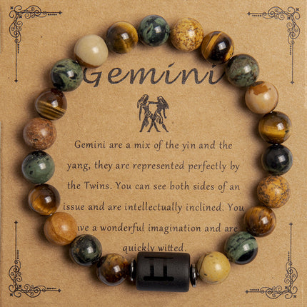 Natural Tiger Eye Zodiac Beaded Bracelet