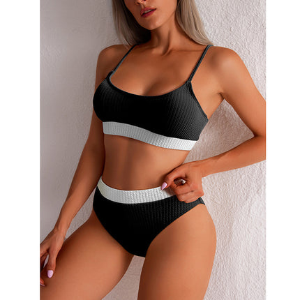 High Waist New Push Up Boquin Ribbed High Cut Bikinis Set