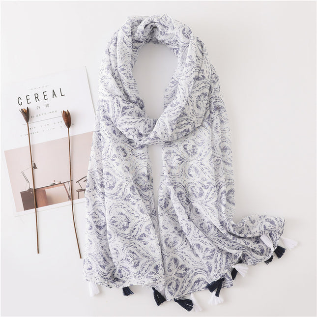 Japanese Style Artistic Cotton and Linen Scarf Bohemian Cashew