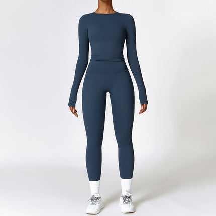 Tight-fitting Quick-drying Long Sleeve High Waist Leggings Set