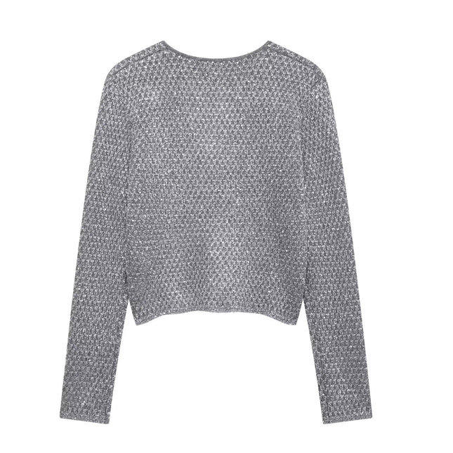 Fashionable Beads Decoration Knitted Coat