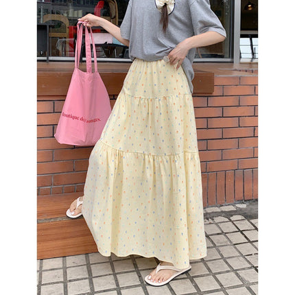 Plaid Embroidery Casual A- Line Skirt Free Size