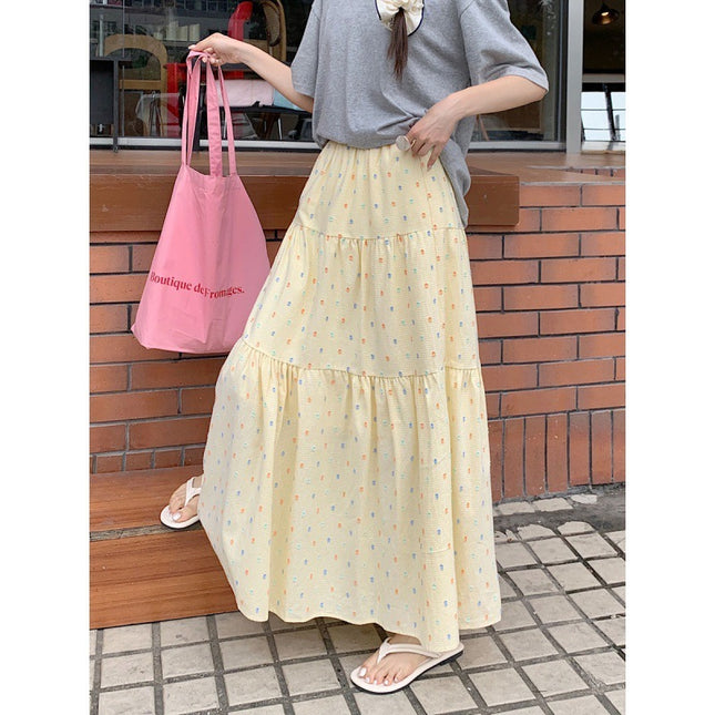 Plaid Embroidery Casual A- Line Skirt Free Size