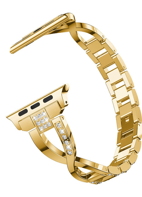 X-Shaped Chain Metal Diamond Watch Band Compatible with Apple Watch