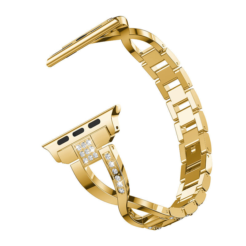 X-Shaped Chain Metal Diamond Watch Band Compatible with Apple Watch