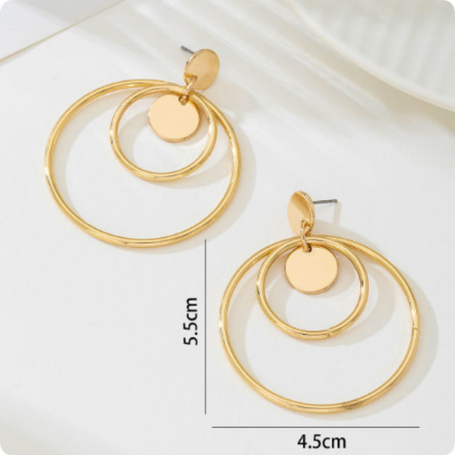 Multi-Layer Circular Earrings, New Fashionable And Trendy