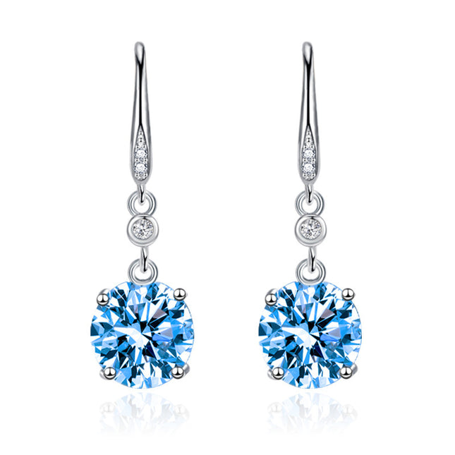 Luxury Round Single Diamond Hook Earrings