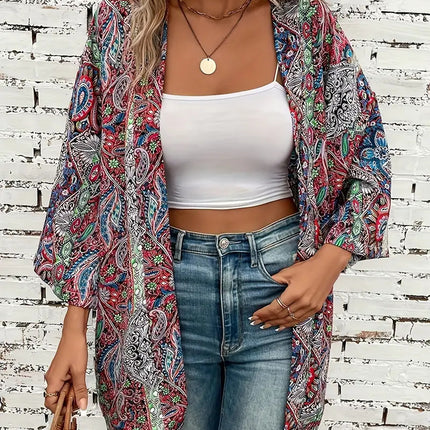Ethnic Round Neck Shirt Bohemian Long Sleeve Shirt