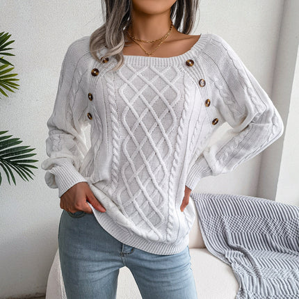 Square Neck Long Sleeve Knitted Sweater