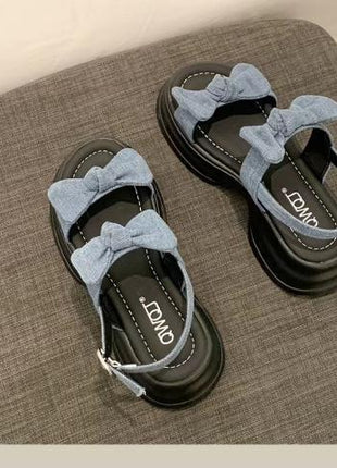 Sandalias de plataforma con lazo estilo coreano