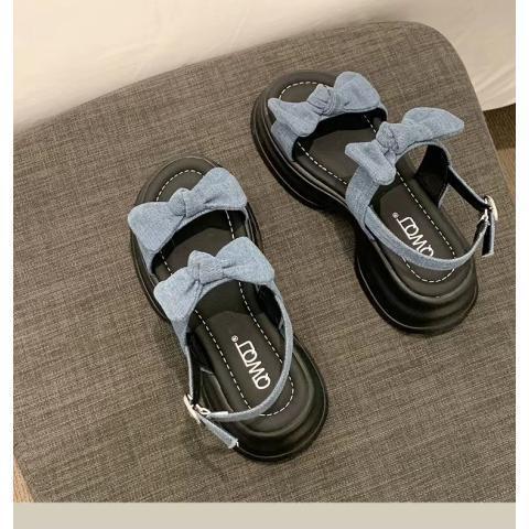Korean-style Bow Platform Sandals