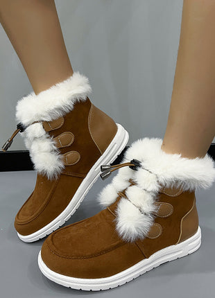 Suede Fleece Snow Plush Round Toe Versatile Boots