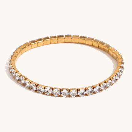 18K Gold-Plated Stainless-Steel Zircon Elastic Bracelet
