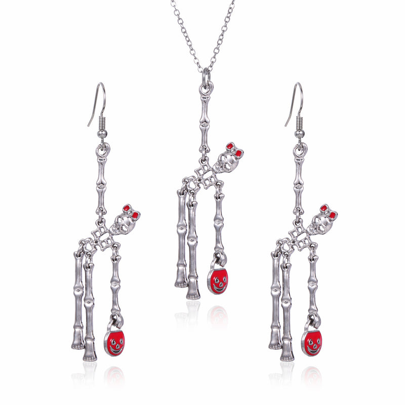 Halloween Skeleton Earrings and Necklace Set