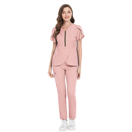 Slim Fit Nurses' Uniform Short Sleeve Pants Suit