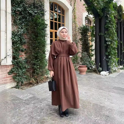 Solid Color Drawstring Sleeve Abaya