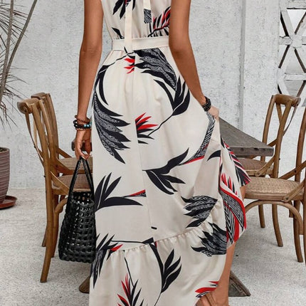Plant Sleeveless Vacation Maxi Dress