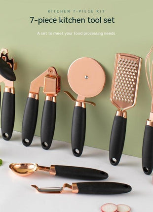 Copper Plated Set of 7 Kitchen Utensils