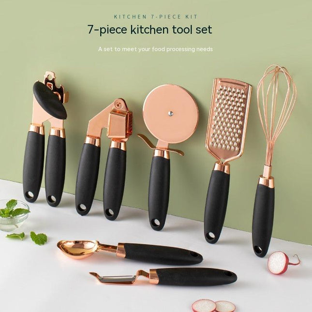 Copper Plated Set of 7 Kitchen Utensils