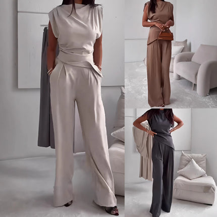 Sleeveless Top Long Pants Suit Set