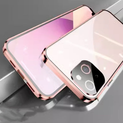 iPhone 13/14/15 Peep-Proof Magnetic Double-Sided Glass Case with Buckle