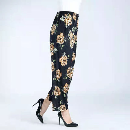 Loose Casual Ice Silk Stretch Nine-quarter Pants