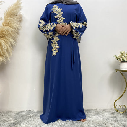 Ice Silk Lace Beaded Closed Abaya