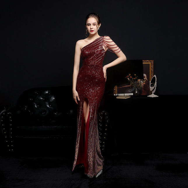 Party Evening Long Section Thin Toast Dress