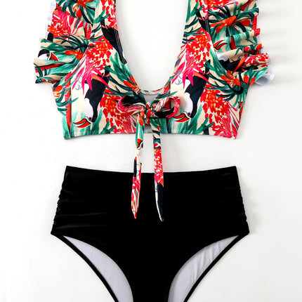 Flounced Split High Waist Bikini