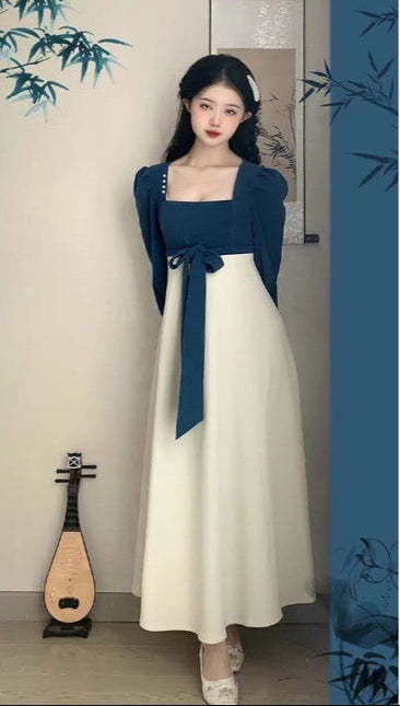 Long Sleeve Square-neck Dress
