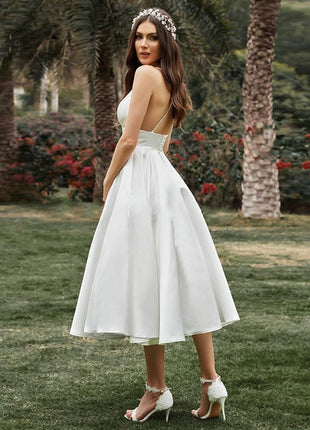 Long V-neck Simple And Thin Suspender Dress