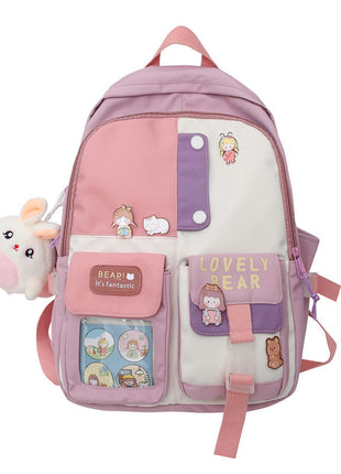 Japanese All-Match Large Capacity Backpack | 20–35L School & Travel Bag with Pendant