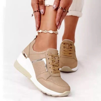 Plus Size Casual Platform Lace-up Wedge Shoes