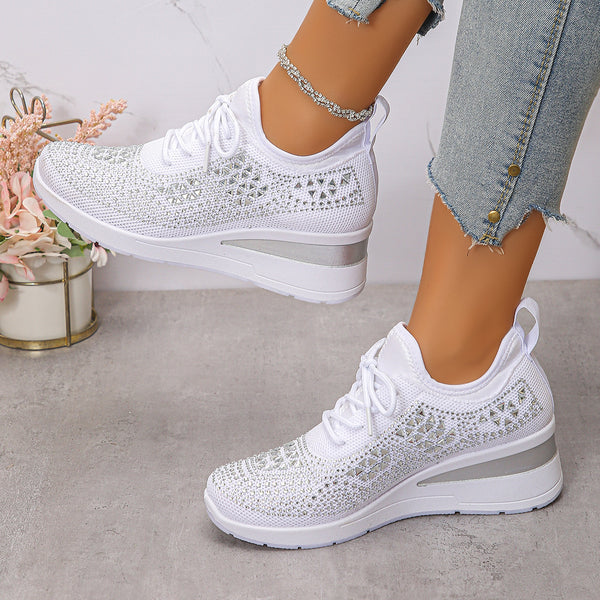 Rhinestone Lace Up Commuter Shoes