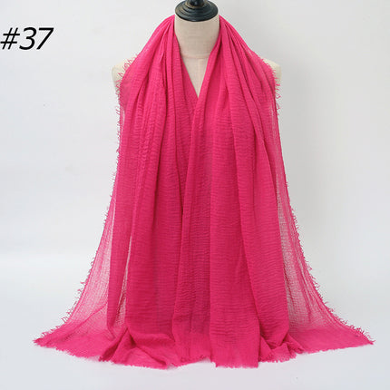 Pure Color Pleated Cotton Scarf Cotton And Linen Scarf