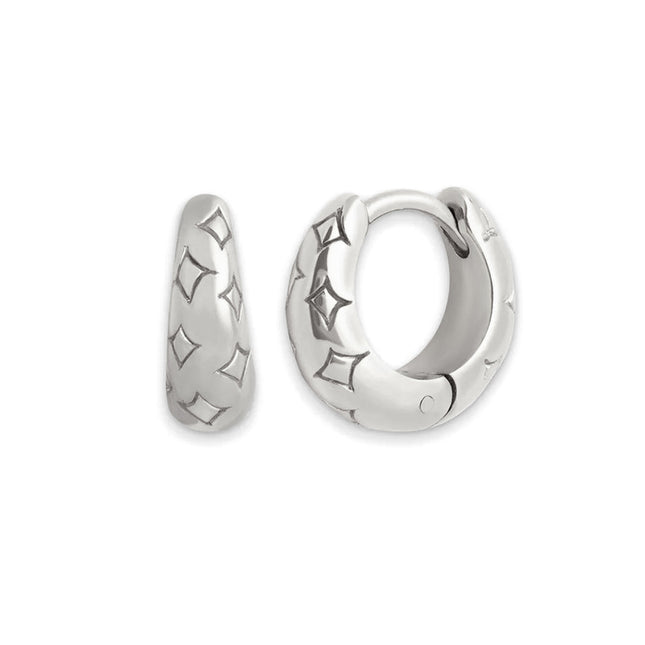 Sterling Silver Needle Street Fashion Geometry Pattern Round Earrings