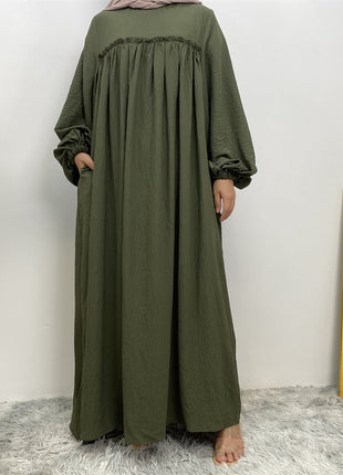 Loose Sleeves with Side Pockets and belt Abaya