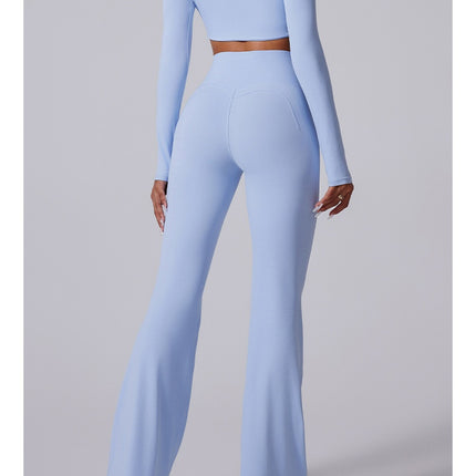 Autumn And Winter New Flared Pants Solid Color Sports Long-sleeve Suit