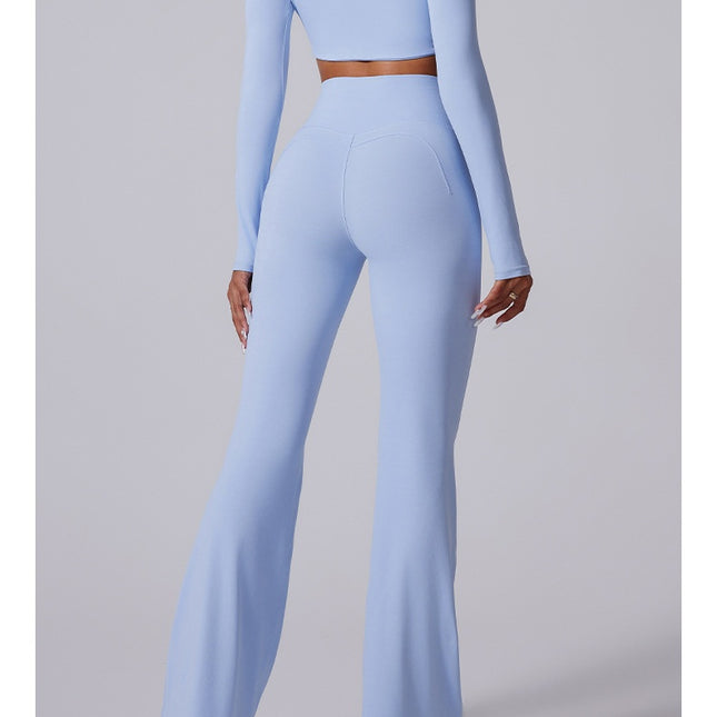 Autumn And Winter New Flared Pants Solid Color Sports Long-sleeve Suit