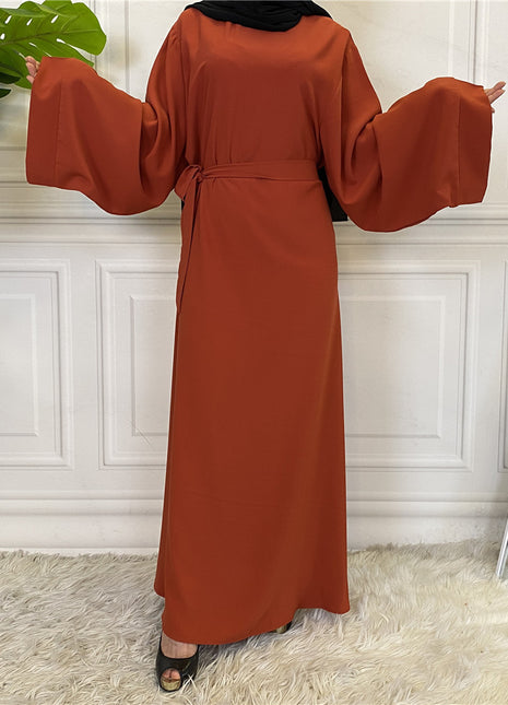 Abaya de talla grande con cordones en color liso
