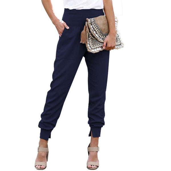 High Waist Cropped Trousers with Slits