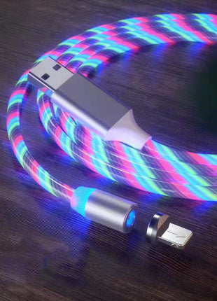 マグネット式2mケーブル マグネット急速充電 照明付きMicro USBケーブル LED