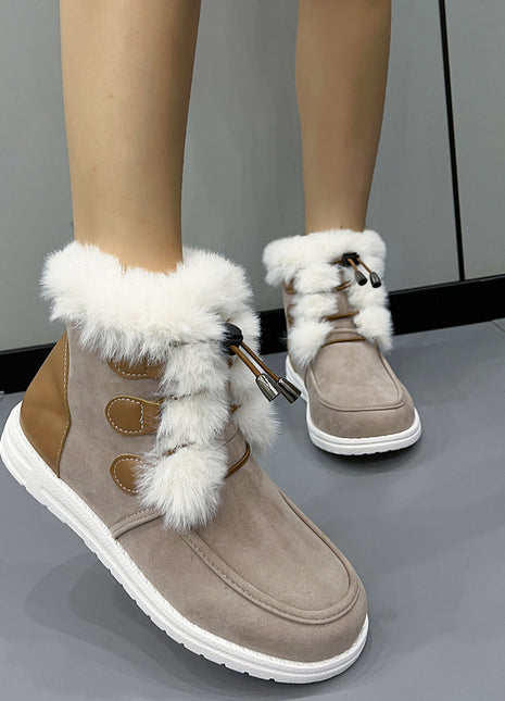 Botas versátiles redondas de felpa de nieve con forro polar de gamuza