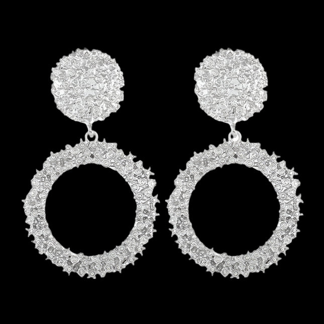 Simple Relief Flower Earrings